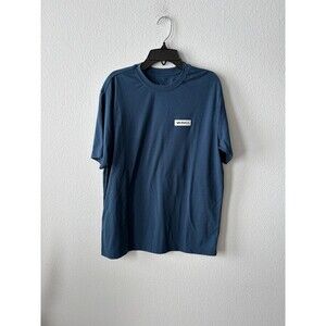 RVCA Men’s Blue T-Shirt Rubber White Logo Sport Tee Regular Fit Size Small